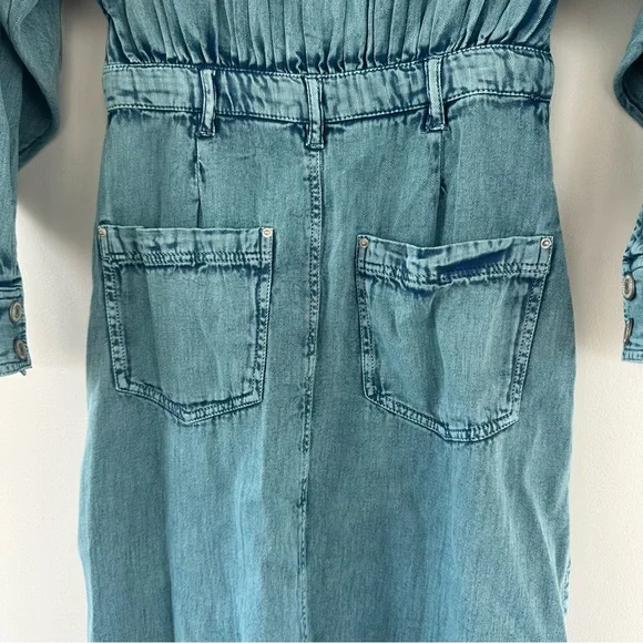 Free People Mad Love Midi Size Small Long Sleeve Denim Dress - Picture 10 of 13